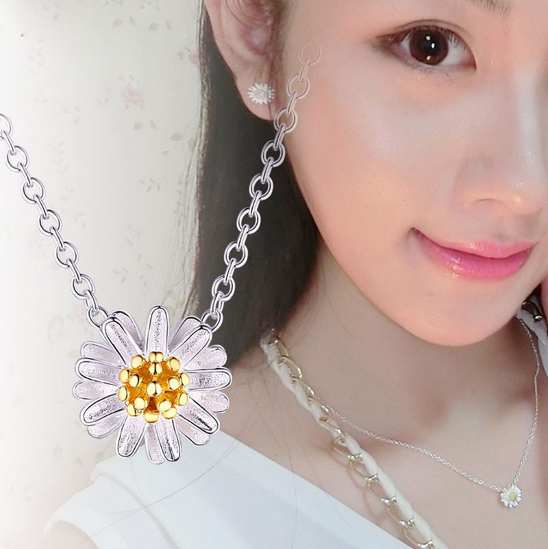 小雏菊花朵项链女韩版小清新向日葵时尚吊坠太阳花短款锁骨链饰品
