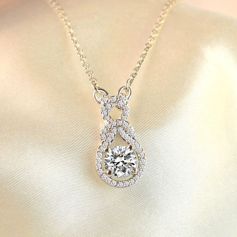 抖音直播仿进口莫桑钻石项坠女 经典四爪圆钻时尚葫芦吊坠锁骨链