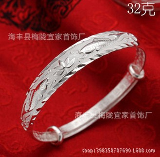 地摊货 双鱼嬉戏莲花手镯 女士镯子送妈妈老人长辈礼物  工厂批发