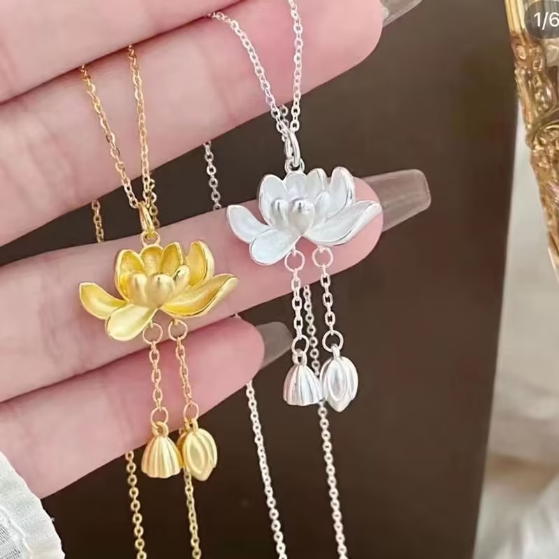 莲花流苏项链国风古法好事连连两世欢荷花吊坠2026新款创意送女友
