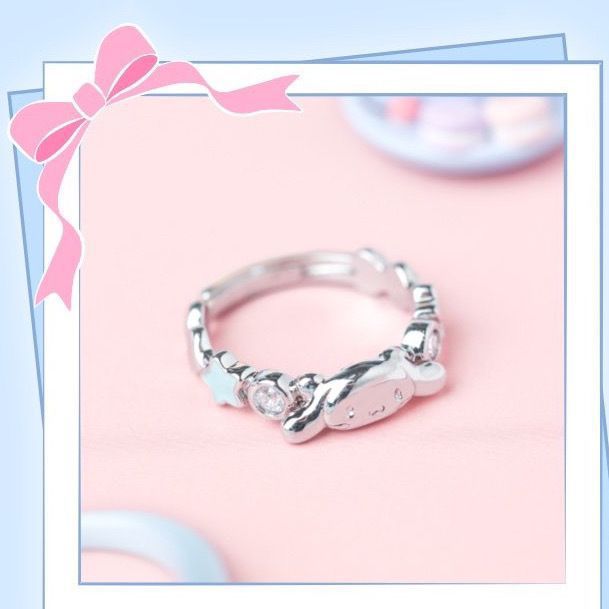玉桂狗戒指女绵绵蜜语大耳狗指环三丽鸥卡通可爱星星珐琅闺蜜对戒