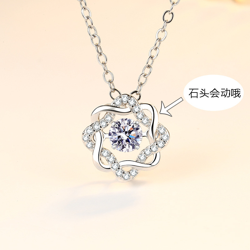 新款八芒星灵动项链女韩版网红ins风网红永生花锁骨链首饰品批发